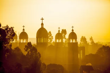 Fotobehang Ethiopische orthodoxe kerk bij zonsopgang © Wollwerth Imagery