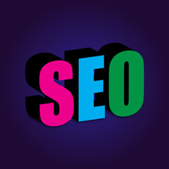 Seo 3d on a blue background vector