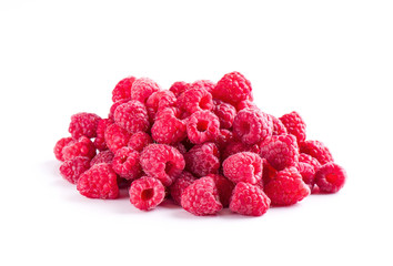 Fresh red raspberry isolated on white background