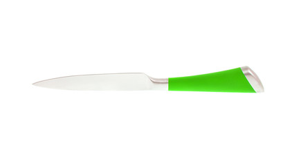 Green Steel Kitchen Knife. Isolated