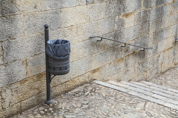 Urban metal rubbish bin