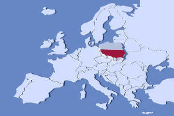 Mappa Europa 3D con rilievo colori  Polonia