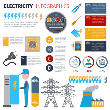 Electricity Infographics Set