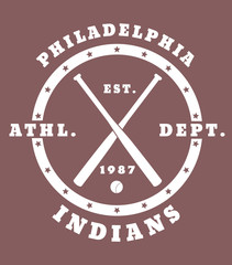 Philadelphia athletic dept. t-shirt design with baseball bats