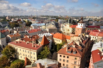 Miasto Lublin, widok z lotu ptaka - obrazy, fototapety, plakaty