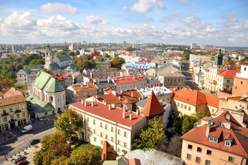 Fototapeta na wymiar Miasto Lublin, widok z lotu ptaka