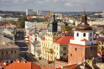 Miasto Lublin, widok z lotu ptaka - obrazy, fototapety, plakaty