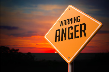 Anger on Warning Road Sign.
