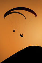 Paragliding on the sunset