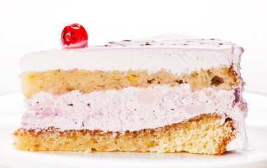 fresh vanilla slice of cake closeup