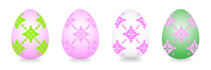 Easter eggs with floral design isolated
