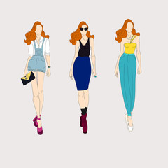 Hand drawn fashion models.