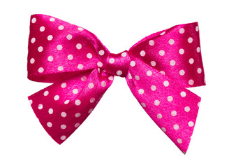 red bow with white polka dots made from silk
