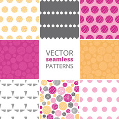 Vector abstract textured bubbles set of eight matching repeating