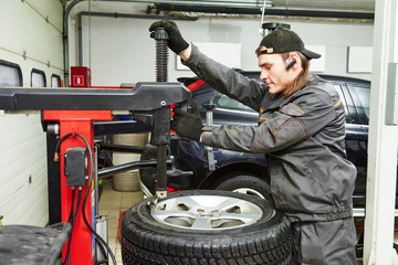 car wheel tyre fitting or replacement