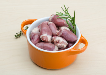 Raw chicken hearts