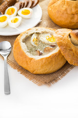 Polish Easter soup. Cream soup in bread
