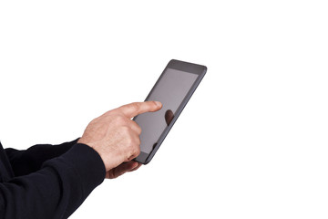 hands with mobile tablet