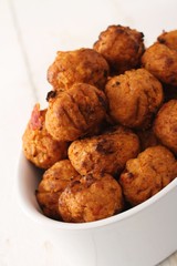 mini falafel bhajis in dish