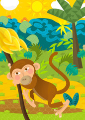 Cartoon scene - wild animals - monkey