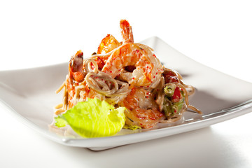 Japanese Cuisine - Hot Noodles with Seafood
