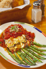 vegetarian roasted eggplant and three cheese lasagna with beans