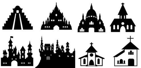 Lieux de cultes et château en 8 icônes