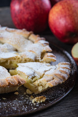 homemade apple pie and fresh fruits
