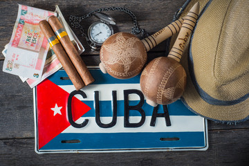 Travel to Cuba concept of holiday related items
