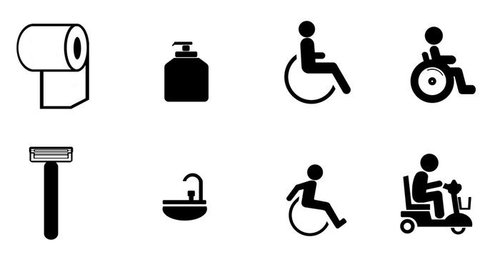 Hygiène et personnes handicapées en 8 icônes