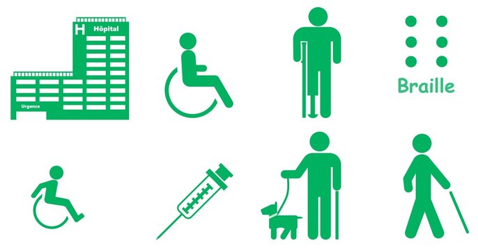 Soins et personnes handicapées en 8 icônes