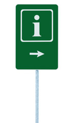 Info sign green white i letter icon right hand arrow