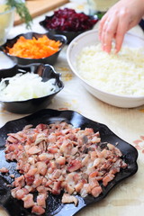 Russian traditional salad 'herring under fur coat'