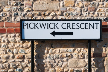 Pickwick Crescent, street sign, UK