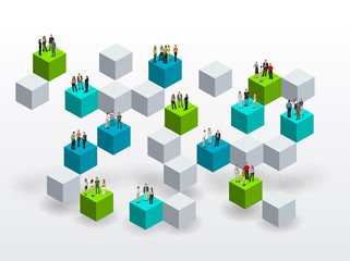 Template for brochure with business people over blocks