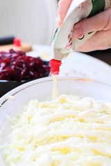 Russian traditional salad 'herring under fur coat'