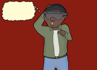 Curious Man Pointing Finger