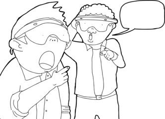 Pointing Men in Virtual Reality Lenses