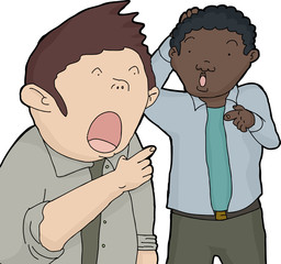 Surprised Men Pointing Fingers