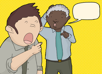 Shocked Men Pointing Fingers