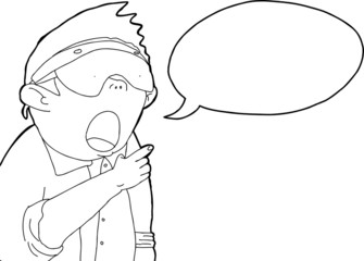 Male in Virtual Reality Lenses Outline