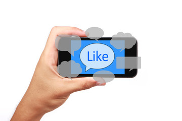 Social Media Concept Smart Phone With Hand
