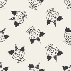 doodle clown seamless pattern background