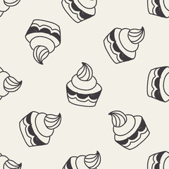 doodle cake seamless pattern background