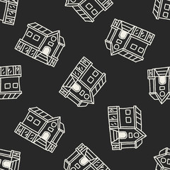 Doodle House seamless pattern background