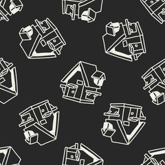 Doodle House seamless pattern background