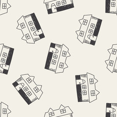 Doodle House seamless pattern background