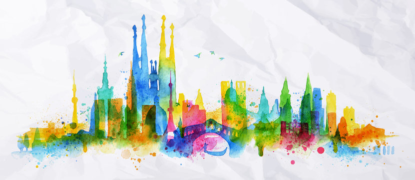 Silhouette overlay city