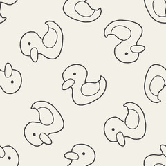 Doodle Yellow Duck seamless pattern background