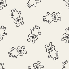 Doodle Bear Doll seamless pattern background